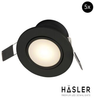 Inbouwspot Häsler Zaragoza Incl. Fase Aansnijding Dimbaar 8.4 cm 4 Watt Helder Wit Mat Zwart Set 5x
