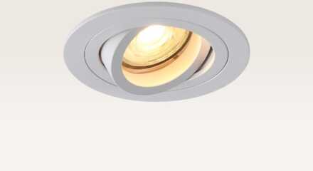 Inbouwspot Ovaro bianco - Diameter 92mm - Plat - GU10-fitting - IP20 voor binnen - Wit - Met doorlusbedrading
