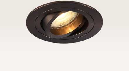 Inbouwspot Ovaro bronzo scuro - Diameter 92mm - Plat - GU10-fitting - IP20 voor binnen - Brons - Met doorlusbedrading