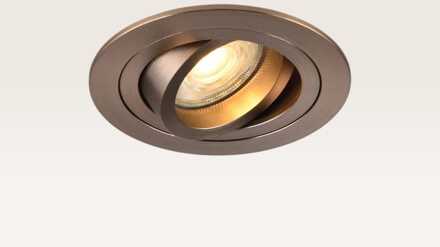 Inbouwspot Ovaro caramello - Diameter 92mm - Plat - GU10-fitting - IP20 voor binnen - Bruin - Met doorlusbedrading