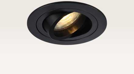 Inbouwspot Ovaro notte nera - Diameter 92mm - Plat - GU10-fitting - IP20 voor binnen - Zwart - Met doorlusbedrading