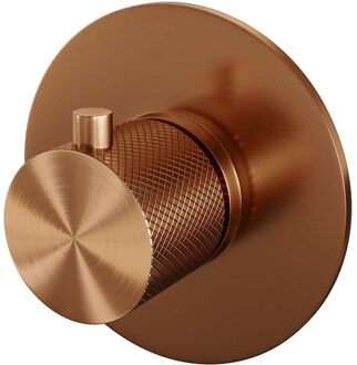 Inbouwthermostaat Brauer Copper Carving met Ronde knop en Rozet Geborsteld Copper Koper