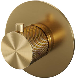 Inbouwthermostaat Brauer Gold Carving met Ronde knop en Rozet Geborsteld Goud