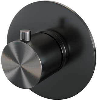 Inbouwthermostaat Brauer Gunmetal Edition met Ronde knop en Rozet Geborsteld Gunmetal