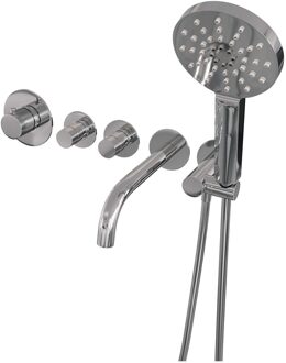 Inbouwthermostaatset Brauer Chrome Carving Incl Baduitloop en 3 Standen Handdouche Chroom