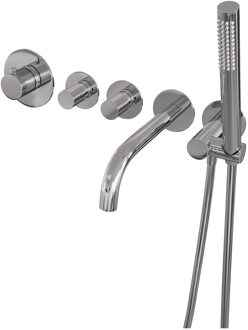 Inbouwthermostaatset Brauer Chrome Carving Incl Baduitloop en Staafhanddouche Messing Chroom