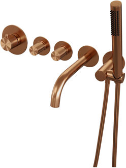 Inbouwthermostaatset Brauer Copper Carving Incl Baduitloop en Staafhanddouche Messing Koper