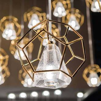 Incanto hanglamp, 24 kt goud, 1-lamp transparant, goud