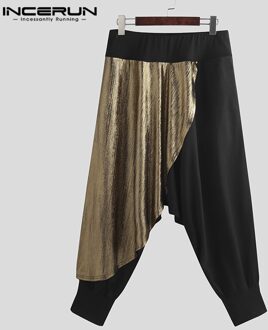 Incerun Mannen Broek Streetwear Patchwork Joggers Elastische Taille Loose Kruis Broek Mannen Leisure Harembroek Plus Size XXL