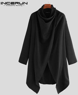 Incerun Mannen Mantel Jassen Coltrui Solid Lange Mouwen Streetwear Casual Mannen Cape Bovenkleding Punk Stijl Onregelmatige Zoom Jassen S-5XL XXXL