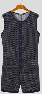 Incerun Mannen Pyjama Rompertjes Mouwloze Polka Dot Print Leisure Homewear Nachtkleding Knop Gezellige Mannen Speelpakjes Jumpsuit S-5XL 4XL