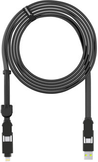 inCharge XL 3m l Alles in één Oplaadkabel iPhone, Samsung - USB, USB-C, Lightning - Zwart