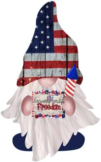 Independence Day Gnome Deur Hanger Houten Teken Deur Muur Opknoping Decoraties Voordeur Krans Macrame Home Decoratieve 1stk