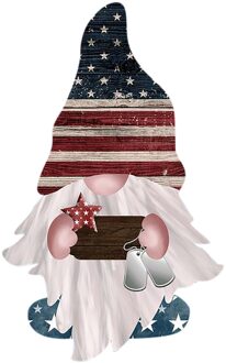 Independence Day Gnome Deur Hanger Houten Teken Deur Muur Opknoping Decoraties Voordeur Krans Macrame Home Decoratieve 1stk