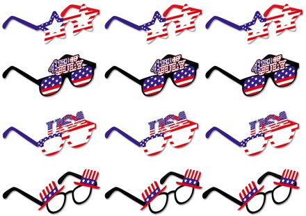 Independence Day Party Fun Glazen Photo Booth Props Vierde Van Juli Party Props Papier Bril-Set Van 12