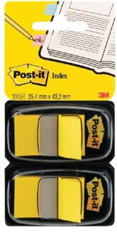 Indextabs 3M Post-it 680 25.4x43.2mm duopack geel