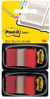 Indextabs 3M Post-it 680 25.4x43.2mm duopack rood