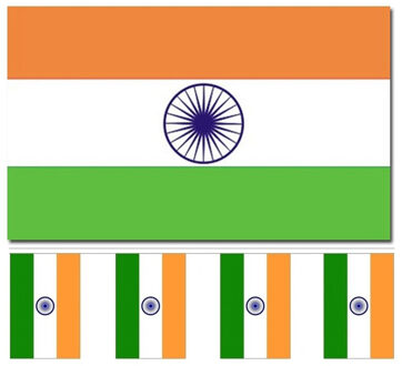 India versiering/feestartikelen set - vlag 90 x 150 cm - vlaggenlijn van 300 cm - landen
