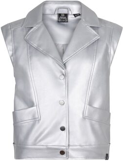 Indian blue Jeans Meisjes gilet pu - Zilver grijs - Maat 128