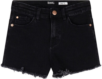 Indian blue Jeans Meisjes jeans short high waist - Zwart denim - Maat 128