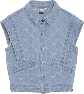 Indian blue Jeans Zomer gilet meisjes - licht blauw - denim - fancy - Maat 140