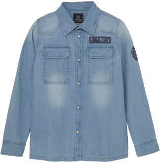 Indian blue Jeans Zomer shirt jongens - blauw - denim badge - Maat 176