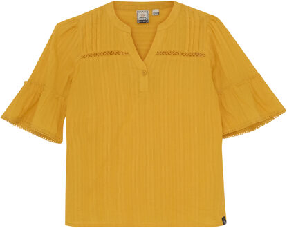 Indian blue Jeans Zomer T-shirt S/S meisjes - geel - fancy - Maat 140