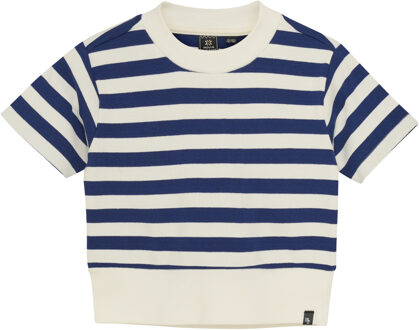 Indian blue Jeans Zomer T-shirt S/S meisjes - navy blauw - cropped - gestreept - rib - Maat 128