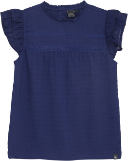 Indian blue Jeans Zomer T-shirt S/S meisjes - navy blauw - ruffel - Maat 128