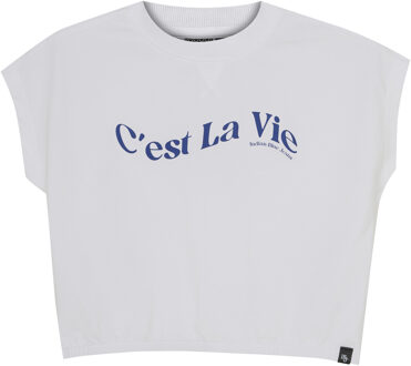 Indian blue Jeans Zomer T-shirt S/S meisjes - wit - cropped - wide fit - Maat 176