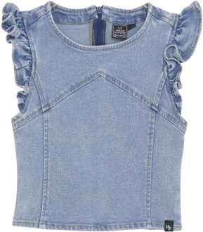 Indian blue Jeans Zomer top meisjes - licht blauw - ruffel - denim - Maat 164