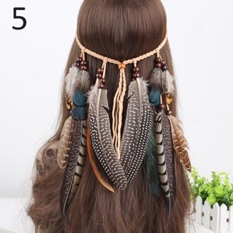 Indian Feather Hoofdband Verstelbare Hoofdtooi Festival Boho Haarband Vrouwen Girl Haar Accessoires EIG88 5