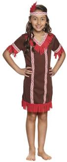 Indianen kostuum meisje rood Rood - Zalm, Bruin - Kastanje