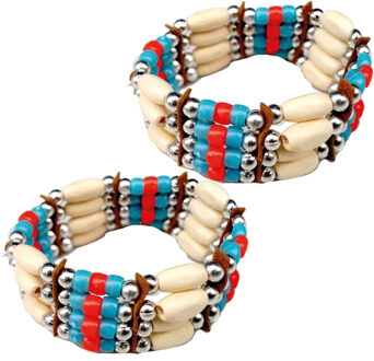 Indianen thema verkleed armband - Set van 2x stuks - Carnaval spullen/accessoires voor een Indianen