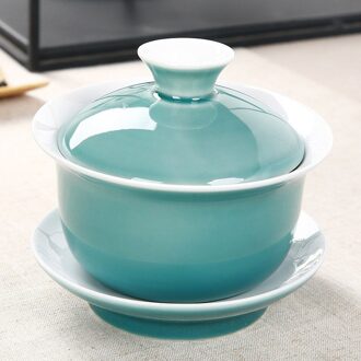 Indigo glazuur keramische Thee Terrine cup, blauw gaiwan thee porselein pot set reizen waterkoker Hand Geschilderd Rode cover kom thee set 150 ml 03