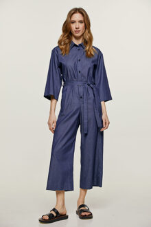 Indigo katoenen jumpsuit Indigoblauw