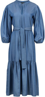 Indigo Midi jurk met stropdassen - maat Indigoblauw