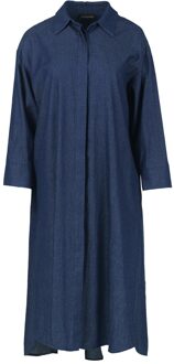 Indigo midi jurk met zijsplitten Indigoblauw - S