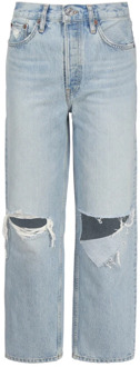 Indigo Ripped Loose-fit Jeans Re/Done , Blue , Dames - W26,W27,W28