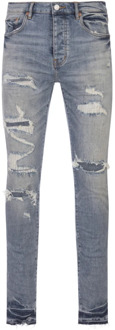 Indigo Skinny Jeans met Distinctive Badge Purple Brand , Blue , Heren - W36,W31,W33