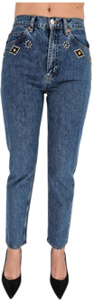 Indigo Steen Versierde Slim-Fit Jeans Re/Done , Blue , Dames - W26