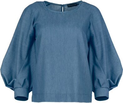 Indigo top met bisschopsmouwen Indigoblauw - XL