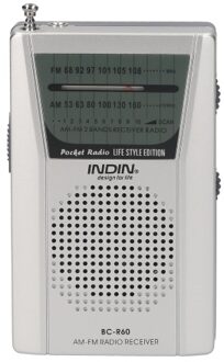 INDIN BC-R60 AM FM Battery Operated Portable Pocket Radio Mini Radio Music Player Operated by 2 AA Battery Wireless Speaker for House & Outdoor
