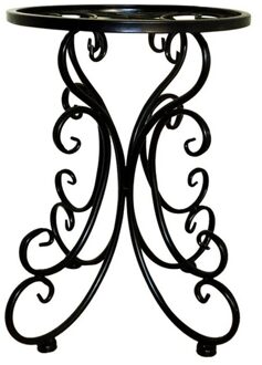 Indoor Balkon Enkele Smeedijzeren Bloem Ideeën Ronde Kruk Bloem Rack zwart