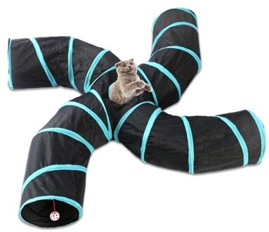 Indoor Cat Tunnel 4 Way Pet Play Tunnel Collapsible Tunnel Tube