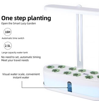 Indoor Garden Hydroponics Growing System Full Spectrum 2.5L Water Tank 10 Pods Plant Germination Kit Height Adjustable Automatic Timer Vegetable Growth Lamp Countertop with LED Grow Light for Vegetable Fruit Plant Flower