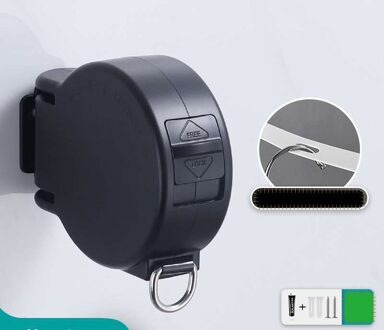 Indoor Onzichtbare Intrekbare Waslijn Met Droogrek Gaten Geen Moeten Boor Het Balkon Handig Quilt Hotel Badkamer ronde zwart