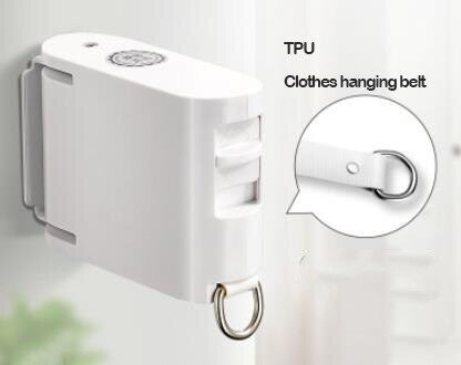 Indoor Onzichtbare Intrekbare Waslijn Touw met Hanger Gat, Balkon Droogrek Lijn Punch-gratis/Boren wit