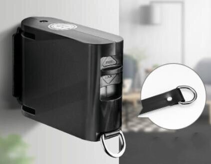 Indoor Onzichtbare Intrekbare Waslijn Touw met Hanger Gat, Balkon Droogrek Lijn Punch-gratis/Boren zwart