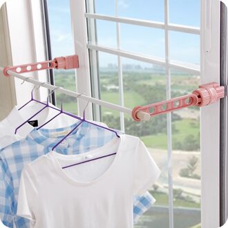Indoor Plastic Opbergrek Windowsillxia Kleerhanger Multifunctionele Balkon Droogrekken Roze